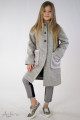 Пальто серое с меховыми карманами Артикул:7037