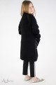 Пальто черное с меховыми карманами Артикул:7038