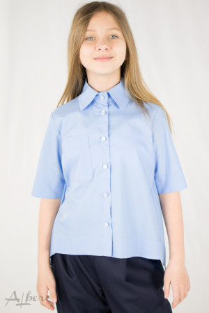 Рубашка с драпировкой по спинке голубая Артикул:5106-B