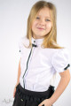 Блуза  с потайной  застежкой, рукавом "фонариком" и контрастной отделкой   Артикул:5007
