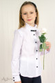 Блуза с длинным рукавом, брошью и декоративными оборками Артикул:5015