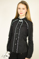 Блуза черная с контрастными оборками Артикул:5042