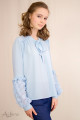 Блуза шифоновая с цветами на рукавах голубая Артикул:5057