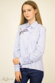 Блуза в голубую полоску с декором "стрекоза" Артикул:5059