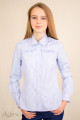 Блуза в голубую полоску с двойными оборками Артикул:5062