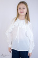 Блуза шифоновая с воланом по полочке и рукаву Артикул:5072
