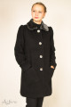 Пальто шерсяное черное в "горох" с накладными карманами  Артикул:7030
