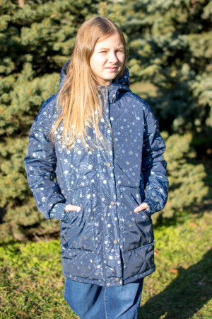 Куртка зимняя серебристые снежинки Артикул: 7042